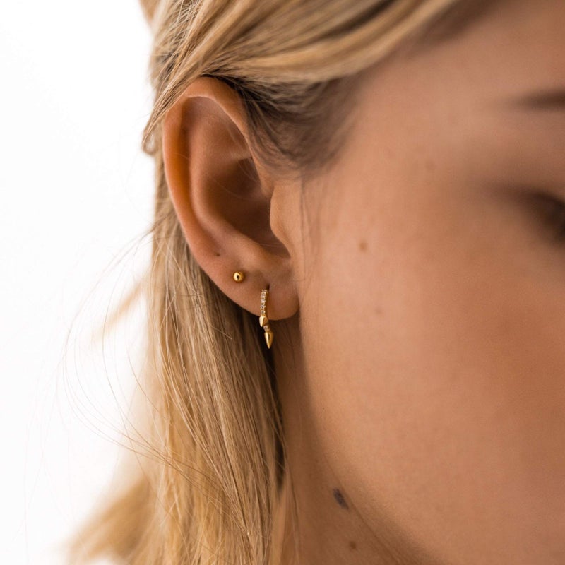 VACRONA Gold Hoop Earrings Huggie for Women Cubic Zirconia 14k Gold Plated Small Huggie Hoops Earrings Hypoallergenic Jewelry Gifts - Image 3